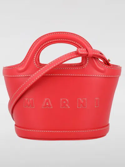 Marni Kids' Tropicallia Logo-embroidered Bucket Bag In 红色