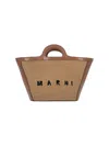Marni Mini Two-tone Leather And Raffia Tropicalia Handbag