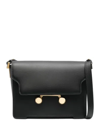 Marni Medium Rectangular Shoulder Bag With Flap In Black