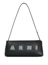 Marni Museo Black Shoulder Bag With Thin Shoulder Strap And Contrasting Logo On The Front In Leather Woman