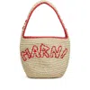 Marni Borsa A Spalla Hobo Nassa In Rafia Naturale E Rossa In Nude