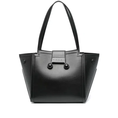 Marni Structured Black Calf Leather Handbag