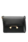 Marni Sleek Rectangular Black Crossbody Bag With Gold-tone Metal Closure In Black
