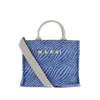 Marni Textured Tote Bag And Shoulder Strap In Blue
