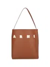 Marni Tote Bag With Elegant Lettering And Sophisticated Design In Brown
