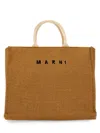 Marni Large Raffia Effect Fabric Tote Bag In Brown