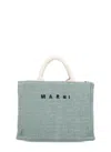 Marni Woven Logo Embroidered Small Tote Bag In Green