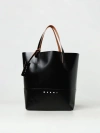 Marni Tribeca Logo-print Faux-leather Tote Bag In Black