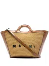 Marni Two-tone Leather And Raffia Small Tropicalia Summer Handbag In Multicolor