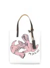 Marni Shoulder Bag With Contrast Stitching And Graphic Print In White