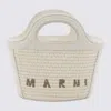 Marni White Canvas And Leather Tropicalia Mini Top Handle Bag