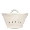Marni Woven Cotton Handbag With Structured Silhouette In White