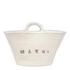 Marni Woven Cotton Handbag With Structured Silhouette In White
