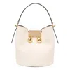 Marni Medium Trunkaroo Leather Shoulder Bag In White