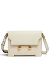 Marni Womens Shell Trunkaroo Branded-hardware Leather Shoulder Bag In Bianco