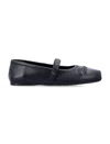 Marni Black Ballerinas With Embossed Bow Detail On The Front In Leather Woman In Black
