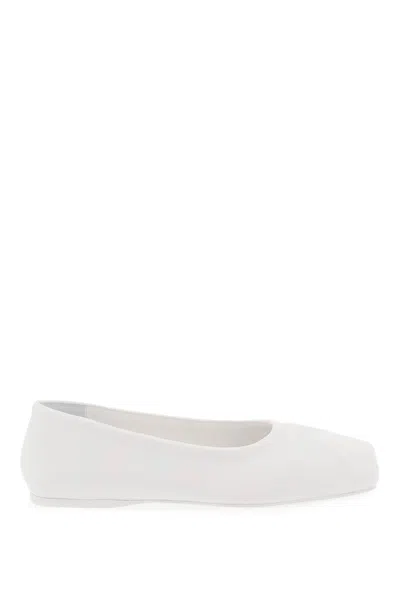 Marni White Nappa Leather Seamless Little Bow Ballet Flat