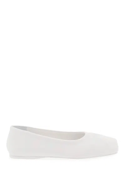 Marni Bow-embossed Leather Ballerina Shoes In White