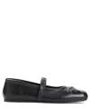 Marni Black Ballerinas With Embossed Bow Detail On The Front In Leather Woman In Black