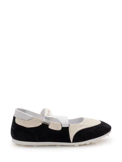 Marni Ballet Flats With Double Strap And Chic Inserts In Multi
