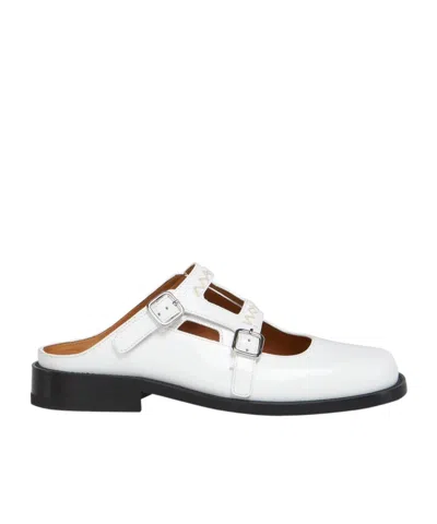 Marni White Leather Bambi 3.0 Loafer With Double Buckle In 00w02 Natural White