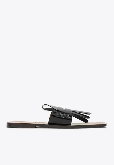 MARNI BAMBI SQUARE-TOE LEATHER SANDALS