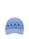 Marni Embroidered Cap In Azure