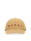 Marni Structured Crown Baseball Hat With Bold Logo In Beige