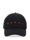 Marni Baseball Cap With Embroidered Logo In Black
