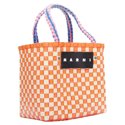 Marni Basket Leather Top Handle Bag In Orange