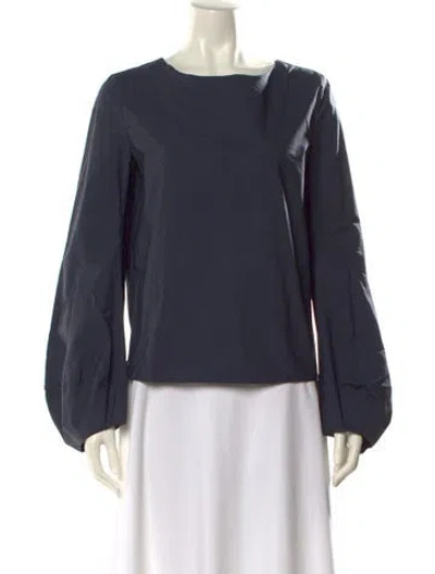 Pre-owned Marni Bateau Neckline Long Sleeve Blouse In Blue