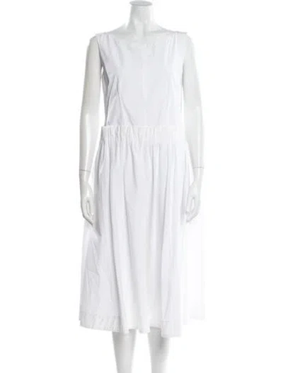Pre-owned Marni Bateau Neckline Midi Length Dress In White