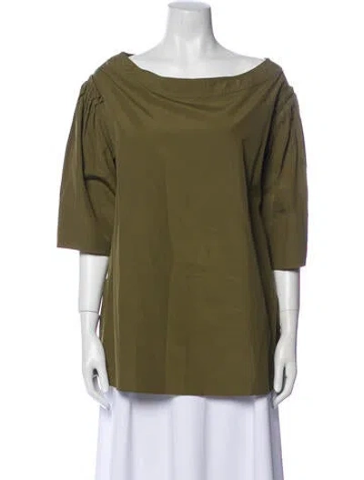Pre-owned Marni Bateau Neckline Three-quarter Sleeve Tunic In Green