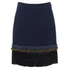 Marni Bead Crystal Fringe Embellished Hem Knee Skirt In Blue