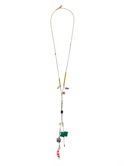 Marni Bead-detail Charm Necklace In Black