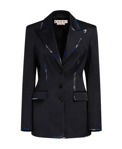 Marni Bead-embellished Single-breasted Blazer In Black