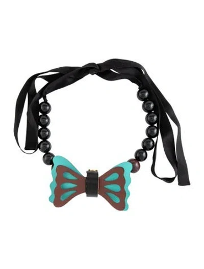 Pre-owned Marni Bead, Leather & Ribbon Collar Necklace, 72" In Multicolor