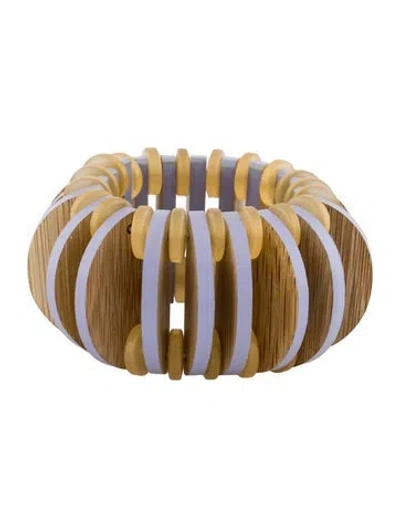 Pre-owned Marni Beaded Wood Stretch Bangle Bracelet, 5.25" In Multi