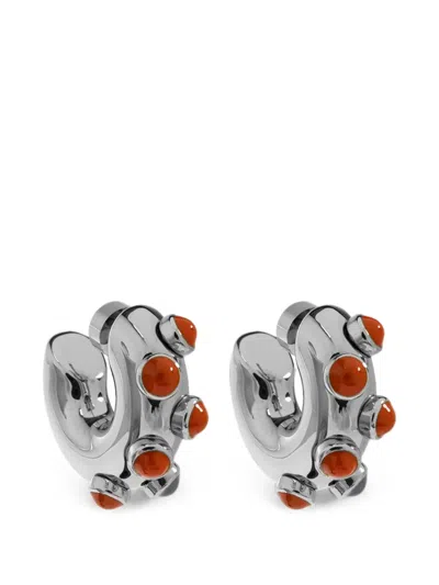 Marni Bead-embellished Hoop Earrings In Silver