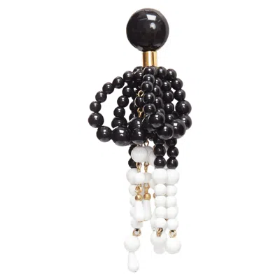Marni Beads Drop Tassel Statement Dangling Clip On Earrings Pair In Black