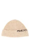 Marni Beanie Hat With  Mending Embroidery In Neutral