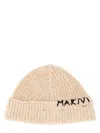 Marni Beanie Hat With " Mending" Embroidery In Sand