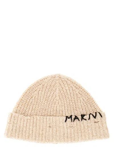 MARNI BEANIE HAT WITH MARNI MENDING EMBROIDERY