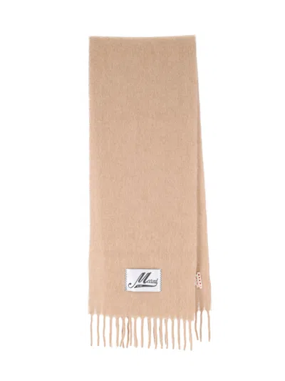 Marni Beige Alpaca Blend Fringed Scarf In Brown