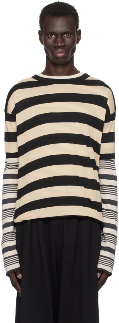 Marni Beige & Black Layered T-shirt In Rgw09 Glass