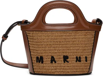 Marni Beige & Brown Tropicalia Micro Tote In 00m50 Raw Sienna