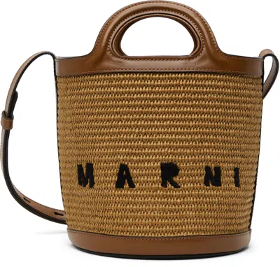Marni Beige & Brown Tropicalia Small Bucket Bag In 00m50 Raw Sienna