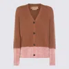 Marni Long Sleeve Merino Wool V-neck Cardigan In Burgundy