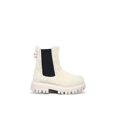 Marni Kids' Beige Ankle Boots For Girl With Logo