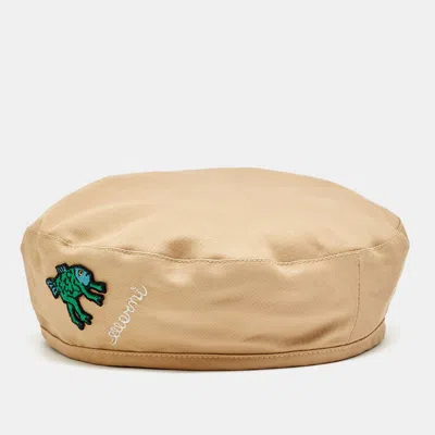 Pre-owned Marni Beige Applique Gabardine Beret L
